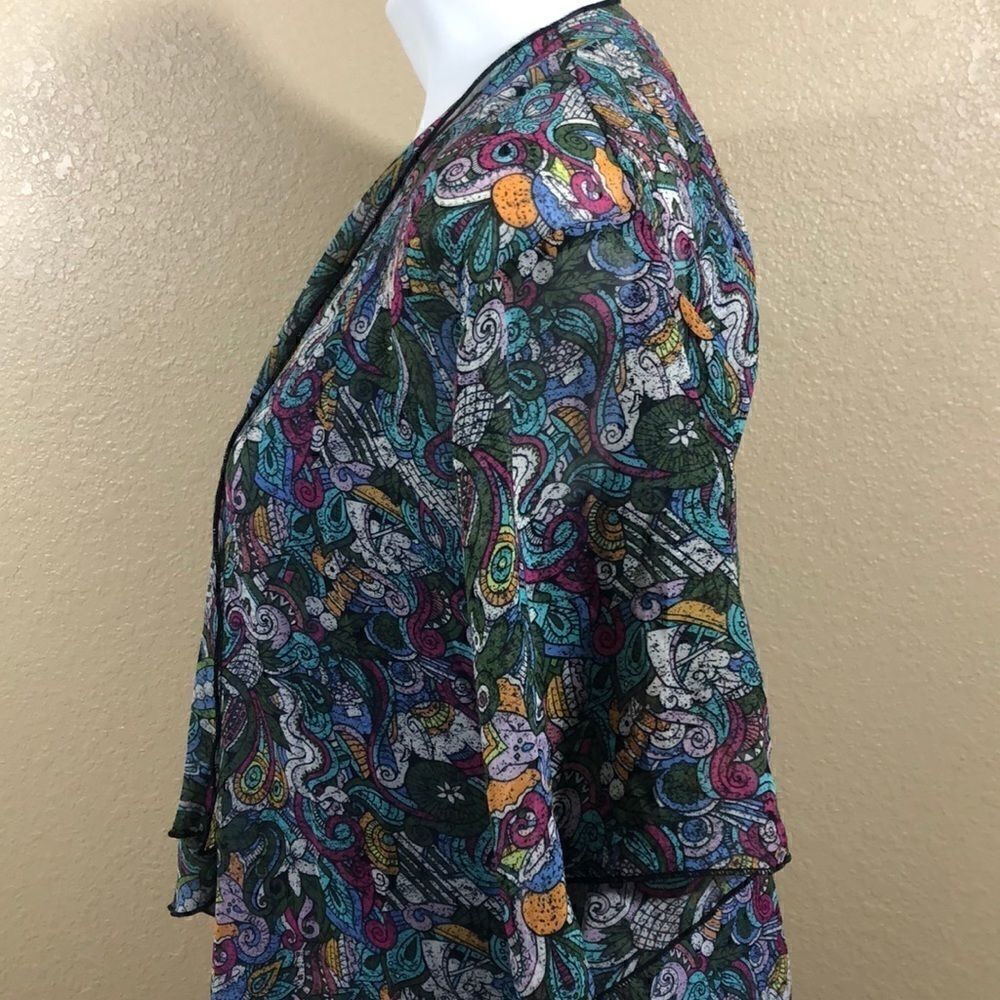 Lularoe green purple short sleeve open kimono - Picture 5 of 9